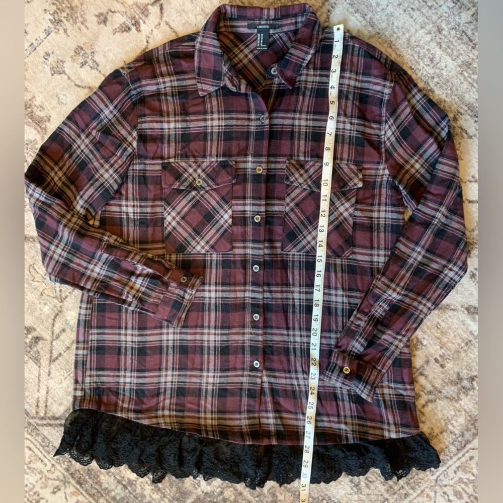 Forever 21 flannel with lace trim size medium